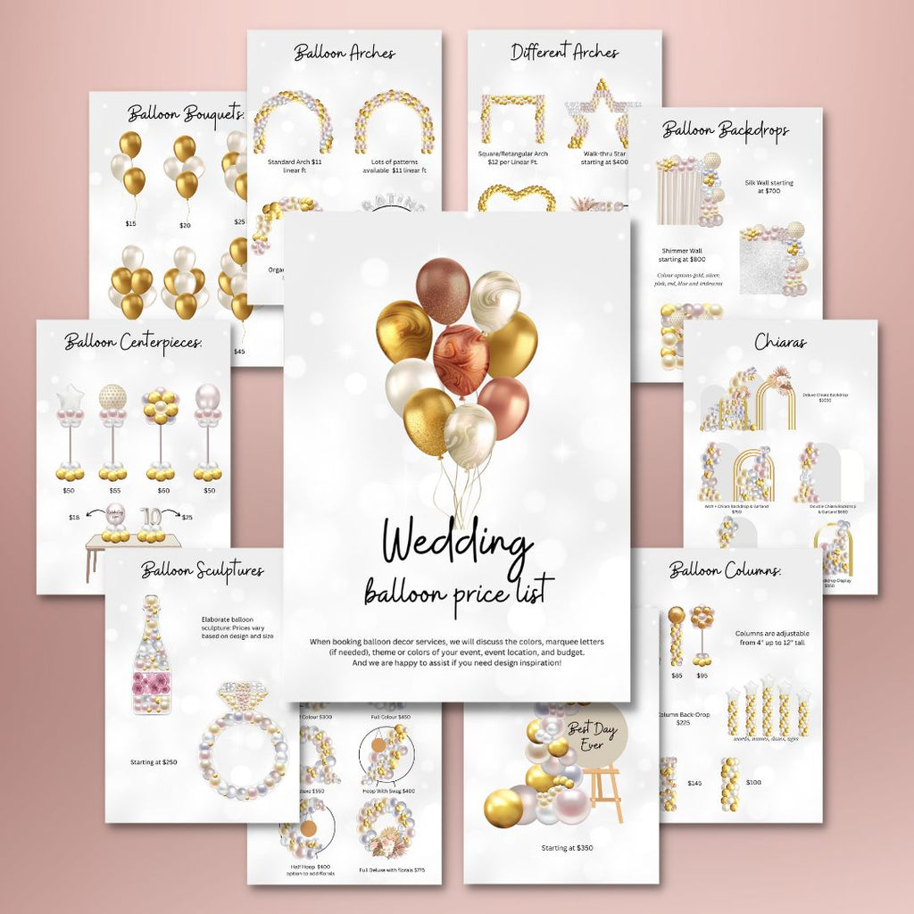 Wedding Balloon Menu Templates