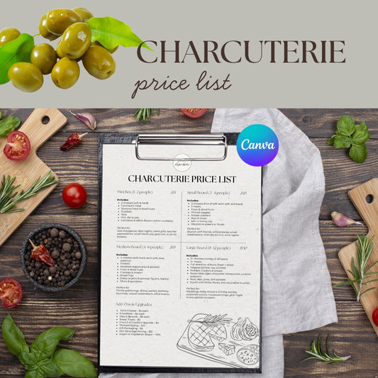 Charcuterie Menu Price List